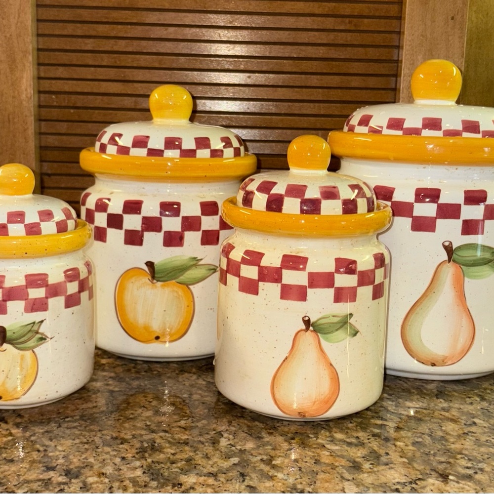 Hausenware Fruit Design Ceramic Canister Set of 4